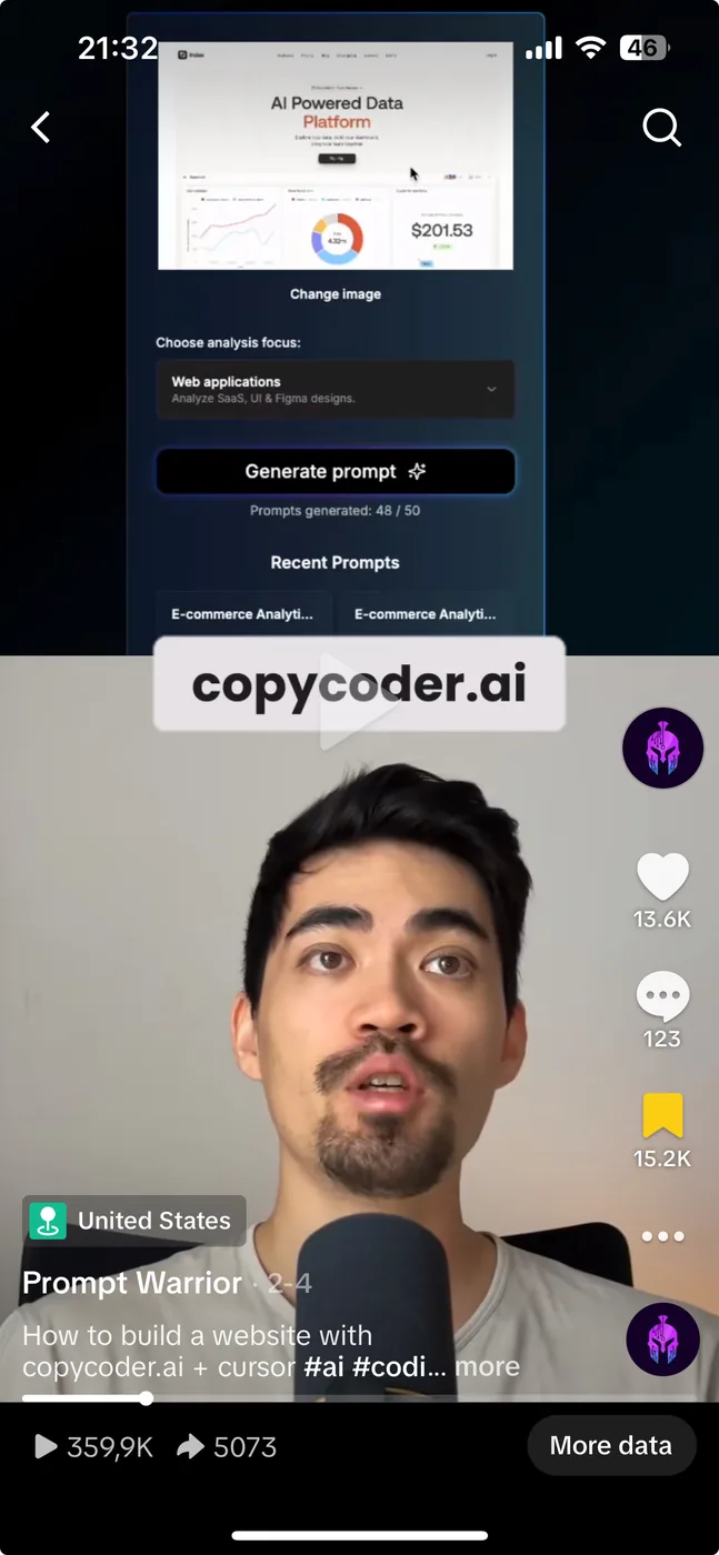 TikTok short-form video featuring CopyCoder