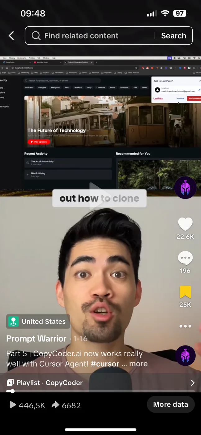 TikTok video featuring Cursor and CopyCoder
