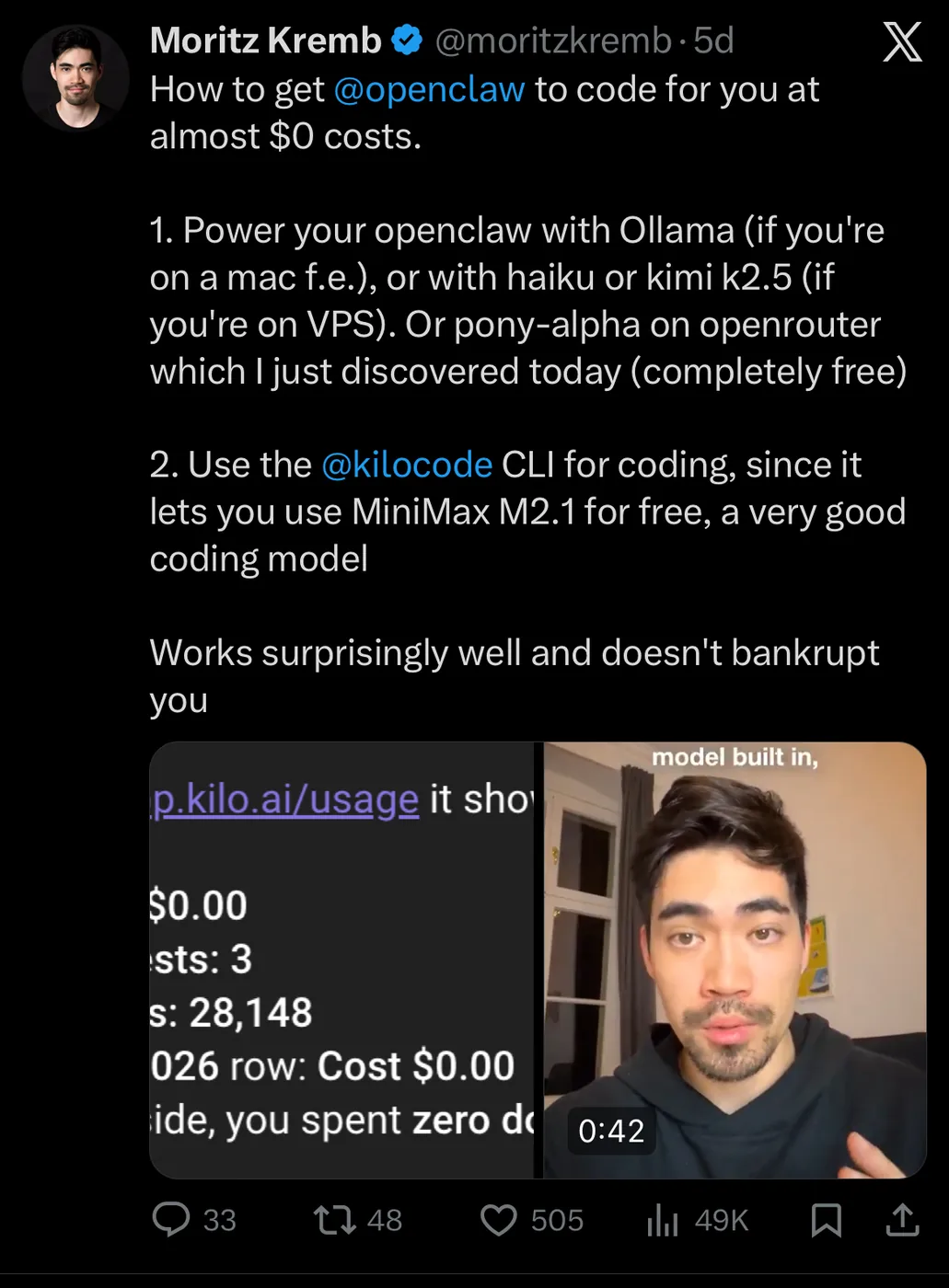 X post featuring Kilo Code
