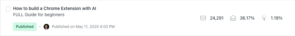 Newsletter post stats: 26k views, 60% open rate